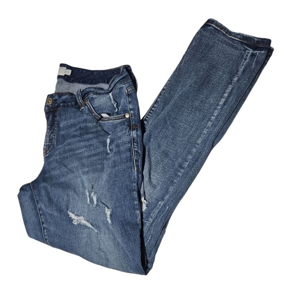 Torrid Boyfriend Jeans Womens Size 12 Mid Rise Medium Wash Ripped Denim Pants - Picture 1 of 8